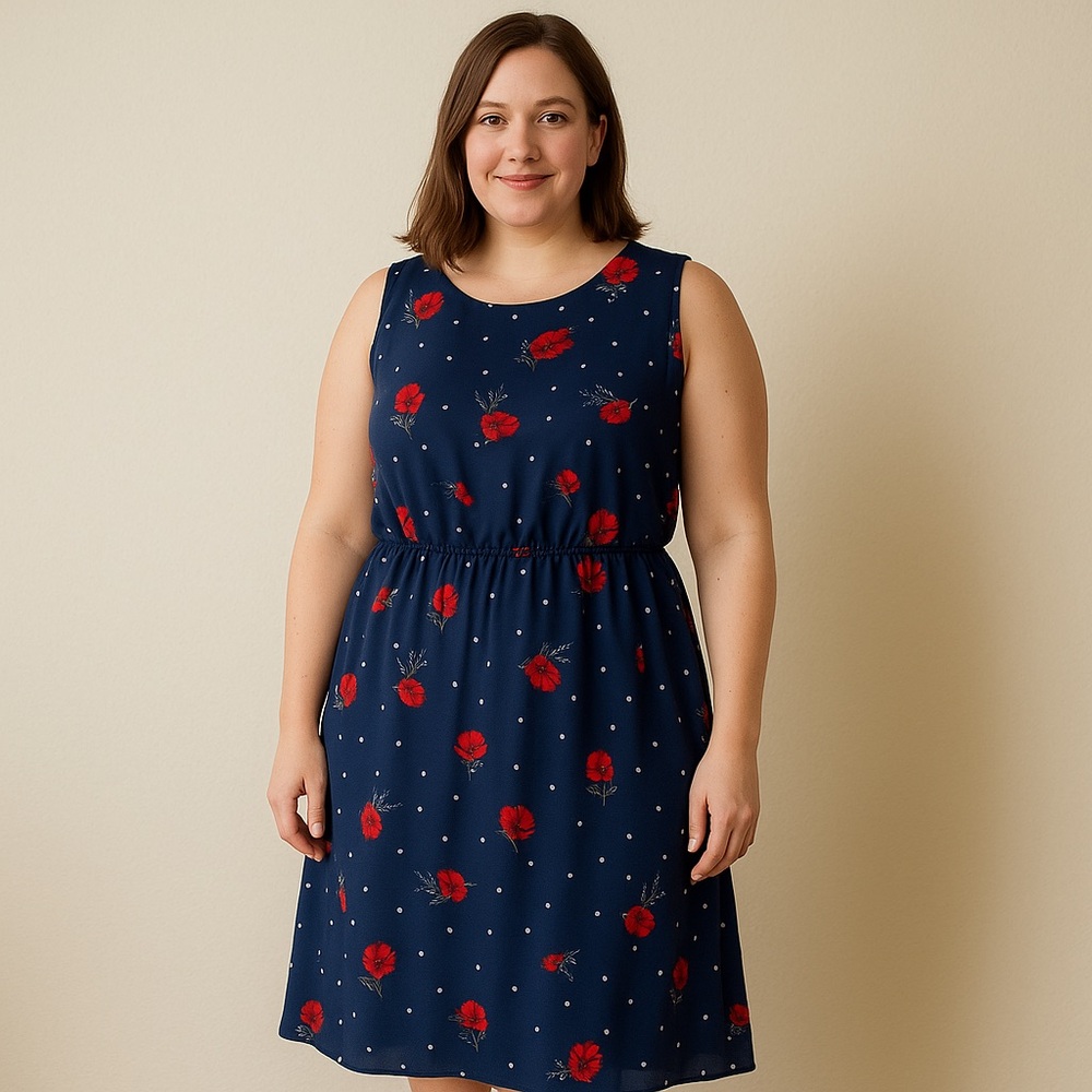 Renee C Floral Print Dress XL